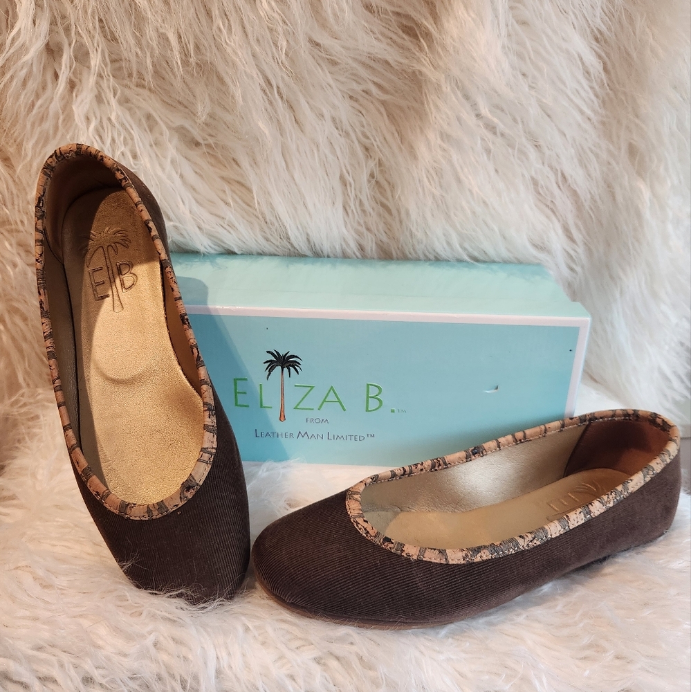 Eliza B & Leatherman Ldt Brown "Allez" Corduroy Ballet Flats 8
